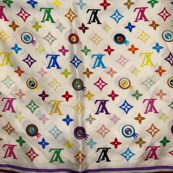 Louis Vuitton Murakami Eye Love Multicolor Silk Scarf - Picture 6 of 9